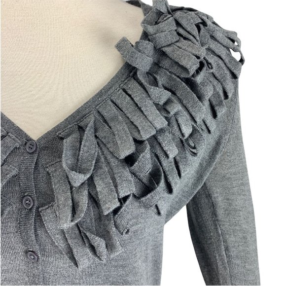 Madison Medium Cardigan Sweater Gray Mane Collar - Picture 2 of 6